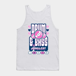 DRUM AND BASS  - 3 Records & Hearts (Navy/Pink) Tank Top